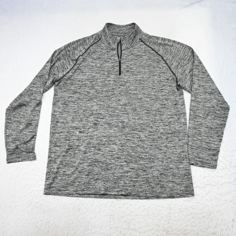 Under Armour 1/4 Zip Golf Jacket Mens Large Gray HeatGear Loose Pullover Stretch
